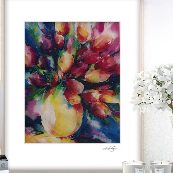 Tulips - Floral Art print In 11 x 14 mat - Picture 1 of 5